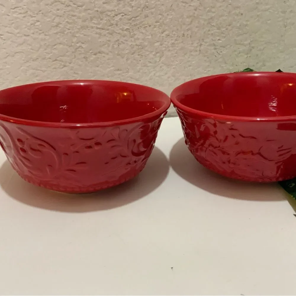Food safe red Floral Bursts 6” Bowl Set, Set of 2 G3